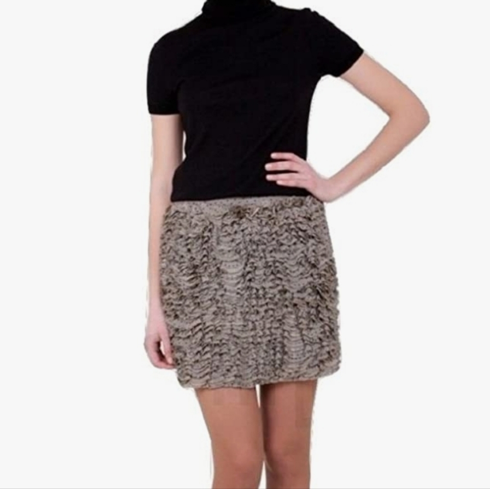 MICHAEL KORS SILK GORGETTE RUFFLED SKIRT